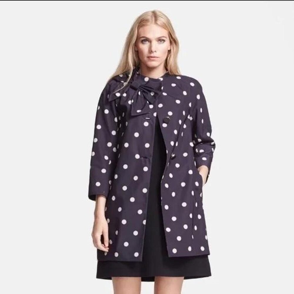 Kendall Bow Black and Cream Polka Dot Kate Spade Jacket Coat Dorothy